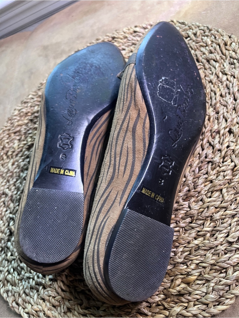 Laura Brandon Genuine Leather Brown Zebra-Print Ballet Flats -  Women Size 8 - Picture 8 of 8